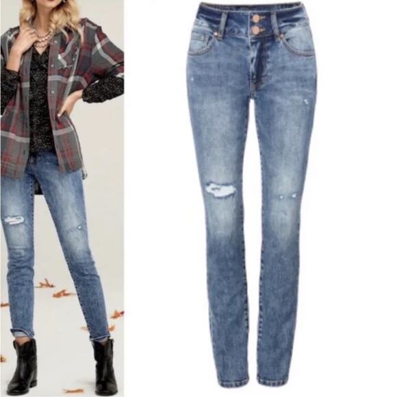 CAbi Skinny Skinny The Great Cinch Skinny Fit Distressed Jeans Size 6 - Picture 1 of 5